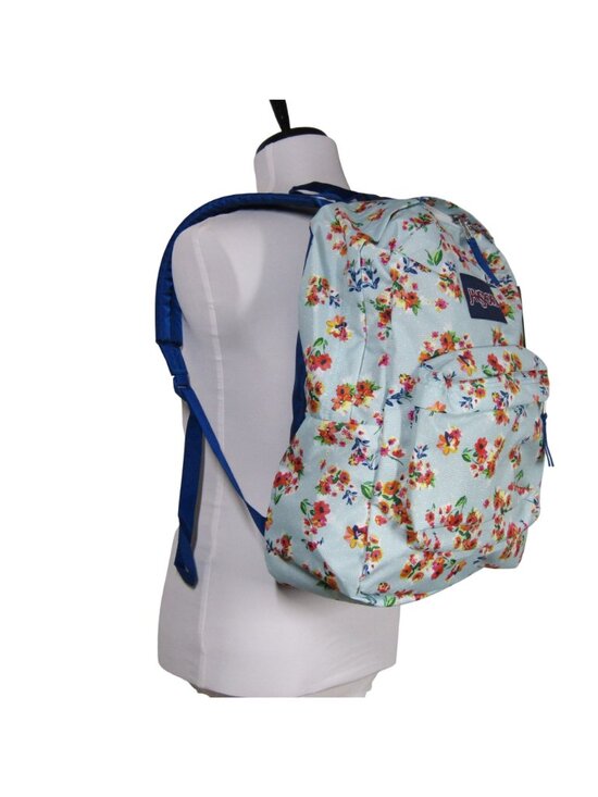 JANSPORT NWT Superbreak Blue Ditzy Floral Multi-Painted Large Backpack RARE main image 7
